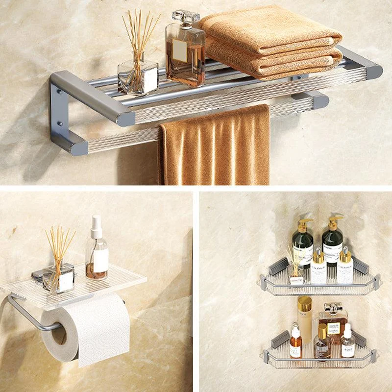 Modern Bath Hardware Set Towel Bar Bath Shelf Grey/Gold Bathroom Hardware Set -Bathlova