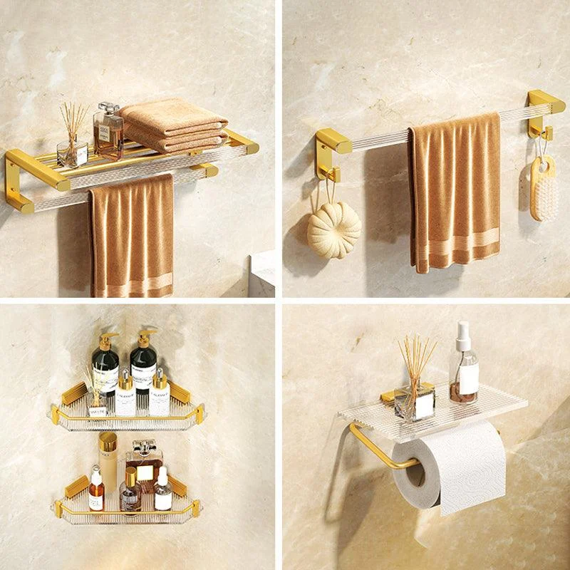 Modern Bath Hardware Set Towel Bar Bath Shelf Grey/Gold Bathroom Hardware Set -Bathlova