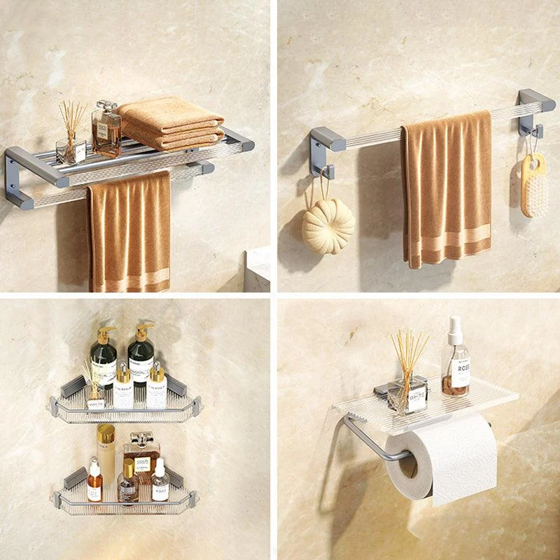 Modern Bath Hardware Set Towel Bar Bath Shelf Grey/Gold Bathroom Hardware Set -Bathlova