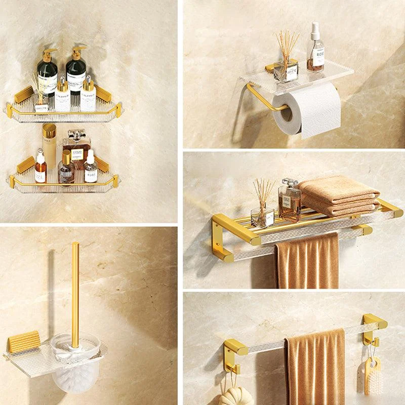 Modern Bath Hardware Set Towel Bar Bath Shelf Grey/Gold Bathroom Hardware Set -Bathlova