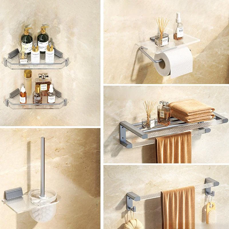 Modern Bath Hardware Set Towel Bar Bath Shelf Grey/Gold Bathroom Hardware Set -Bathlova