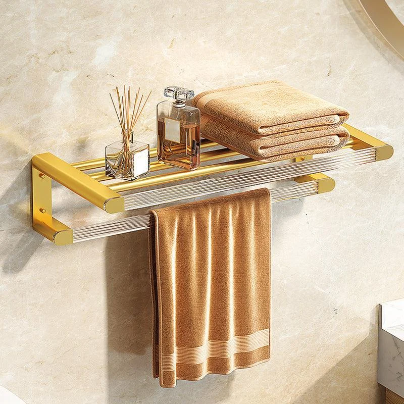 Modern Bath Hardware Set Towel Bar Bath Shelf Grey/Gold Bathroom Hardware Set -Bathlova