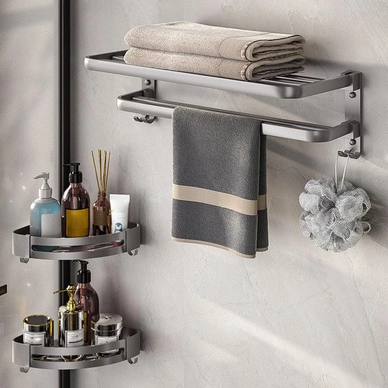 Modern Bath Hardware Set Towel Bar Paper Holder Grey Bathroom Accessory Kit -Bathlova