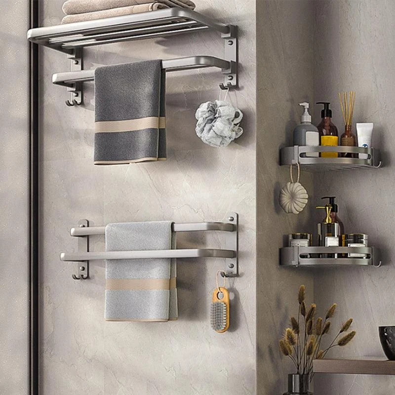 Modern Bath Hardware Set Towel Bar Paper Holder Grey Bathroom Accessory Kit -Bathlova