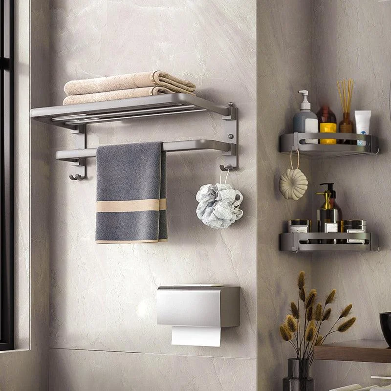 Modern Bath Hardware Set Towel Bar Paper Holder Grey Bathroom Accessory Kit -Bathlova