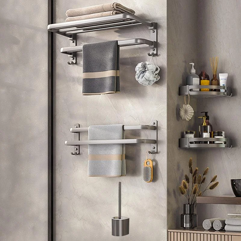 Modern Bath Hardware Set Towel Bar Paper Holder Grey Bathroom Accessory Kit -Bathlova