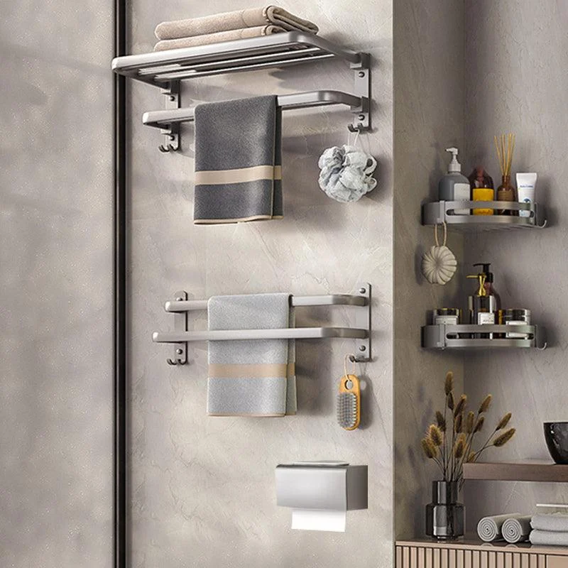 Modern Bath Hardware Set Towel Bar Paper Holder Grey Bathroom Accessory Kit -Bathlova