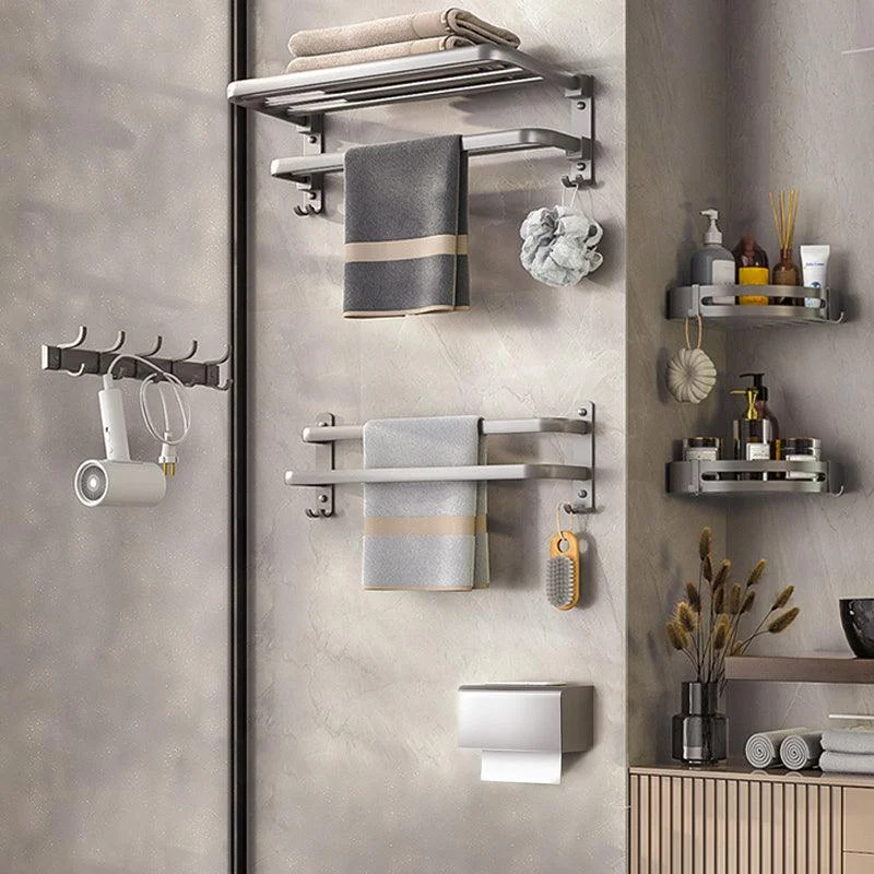 Modern Bath Hardware Set Towel Bar Paper Holder Grey Bathroom Accessory Kit -Bathlova