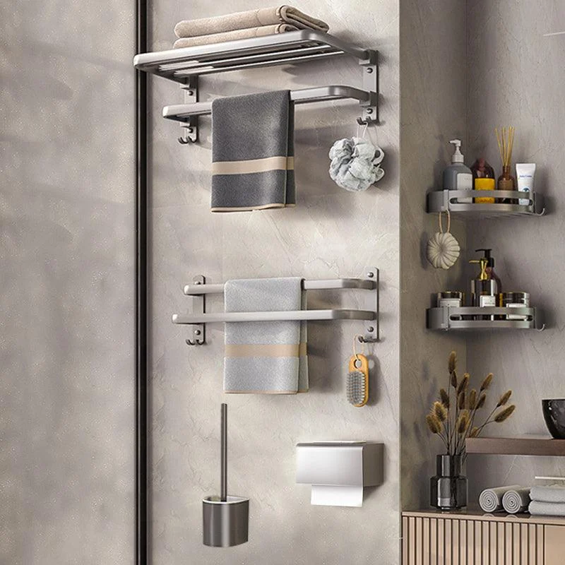 Modern Bath Hardware Set Towel Bar Paper Holder Grey Bathroom Accessory Kit -Bathlova