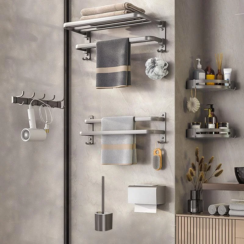 Modern Bath Hardware Set Towel Bar Paper Holder Grey Bathroom Accessory Kit -Bathlova