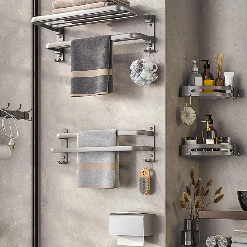 Modern Bath Hardware Set Towel Bar Paper Holder Grey Bathroom Accessory Kit -Bathlova