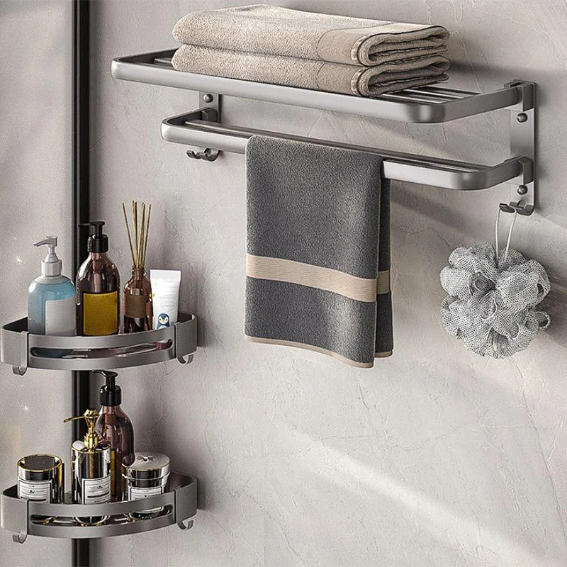 Modern Bath Hardware Set Towel Bar Paper Holder Grey Bathroom Accessory Kit -Bathlova