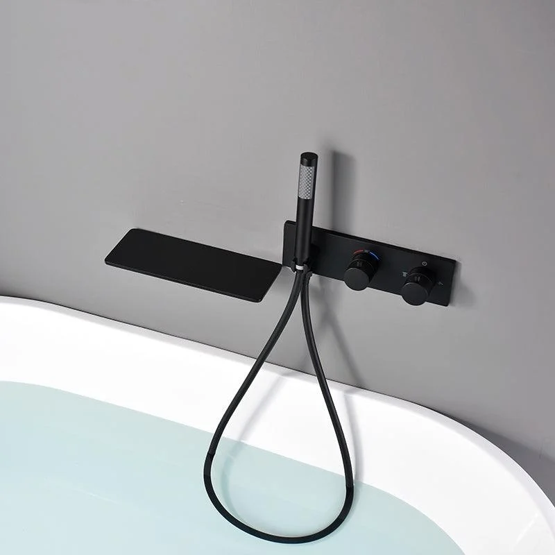 Modern Bath Tap Solid Color Wall Mounted Waterfall Bathroom Tap with Double Handle -Bathlova