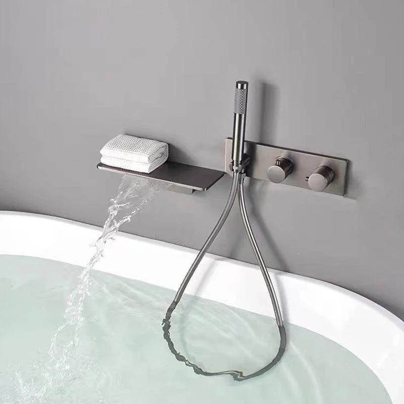 Modern Bath Tap Solid Color Wall Mounted Waterfall Bathroom Tap with Double Handle -Bathlova