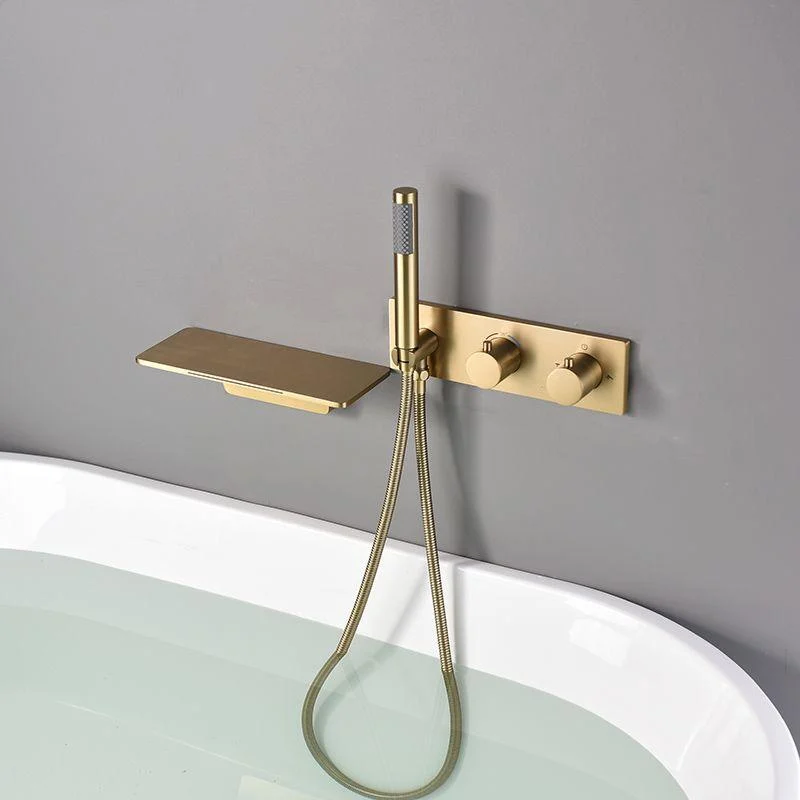 Modern Bath Tap Solid Color Wall Mounted Waterfall Bathroom Tap with Double Handle -Bathlova