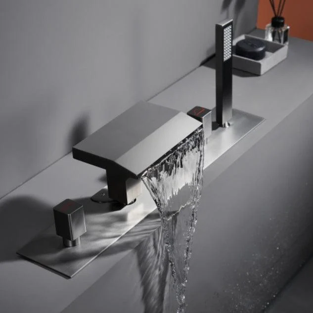 Modern Bath Tap Trim Brass with Handheld Shower Deck-Mount Roman Bathtub Tap -Bathlova