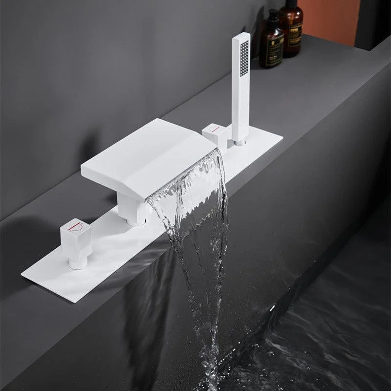 Modern Bath Tap Trim Brass with Handheld Shower Deck-Mount Roman Bathtub Tap -Bathlova