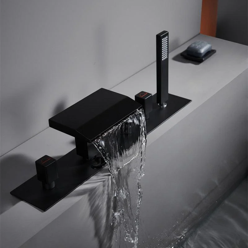 Modern Bath Tap Trim Brass with Handheld Shower Deck-Mount Roman Bathtub Tap -Bathlova