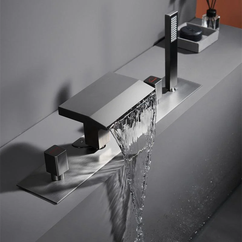 Modern Bath Tap Trim Brass with Handheld Shower Deck-Mount Roman Bathtub Tap -Bathlova