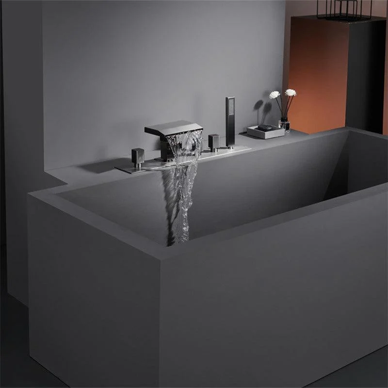 Modern Bath Tap Trim Brass with Handheld Shower Deck-Mount Roman Bathtub Tap -Bathlova