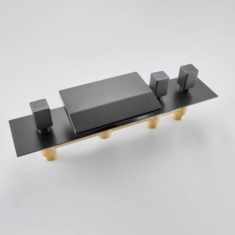 Modern Bath Tap Trim Brass with Handheld Shower Deck-Mount Roman Bathtub Tap -Bathlova