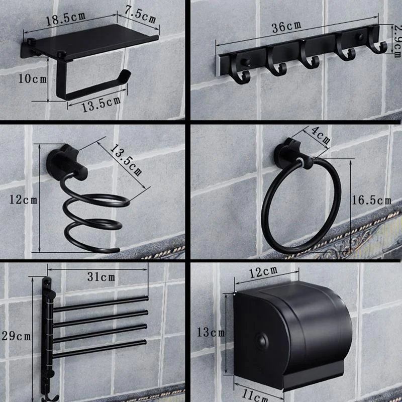 Modern Bathroom Accessories Hardware Set Black Accessories Hardware Set -Bathlova