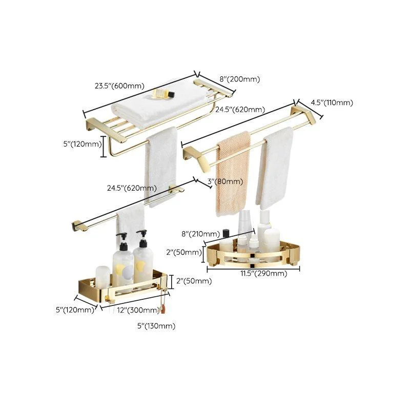 Modern Bathroom Accessories Hardware Set Gold Bathroom Hardware -Bathlova