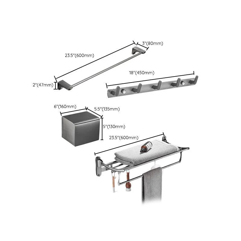 Modern Bathroom Accessories Hardware Set Grey Bathroom Accessory Kit -Bathlova