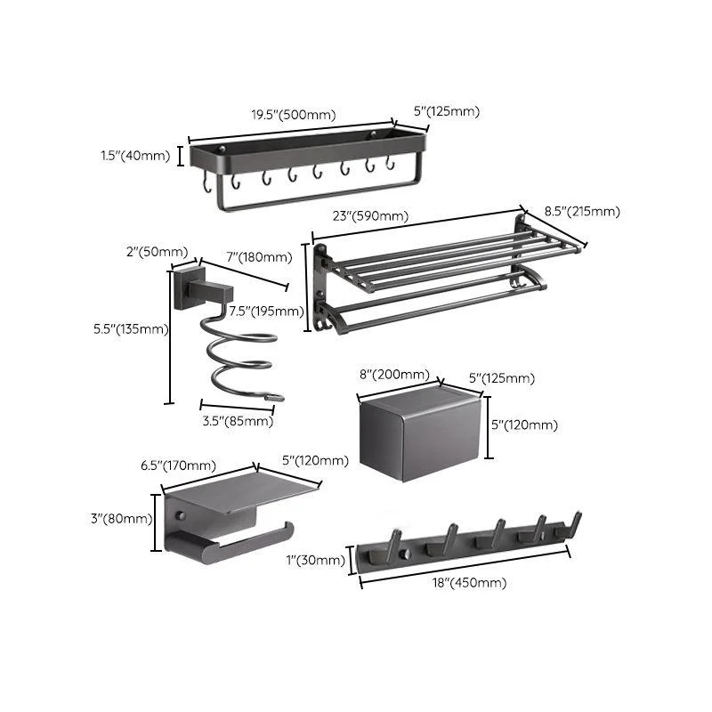 Modern Bathroom Accessories Hardware Set Grey Bathroom Hardware Set -Bathlova