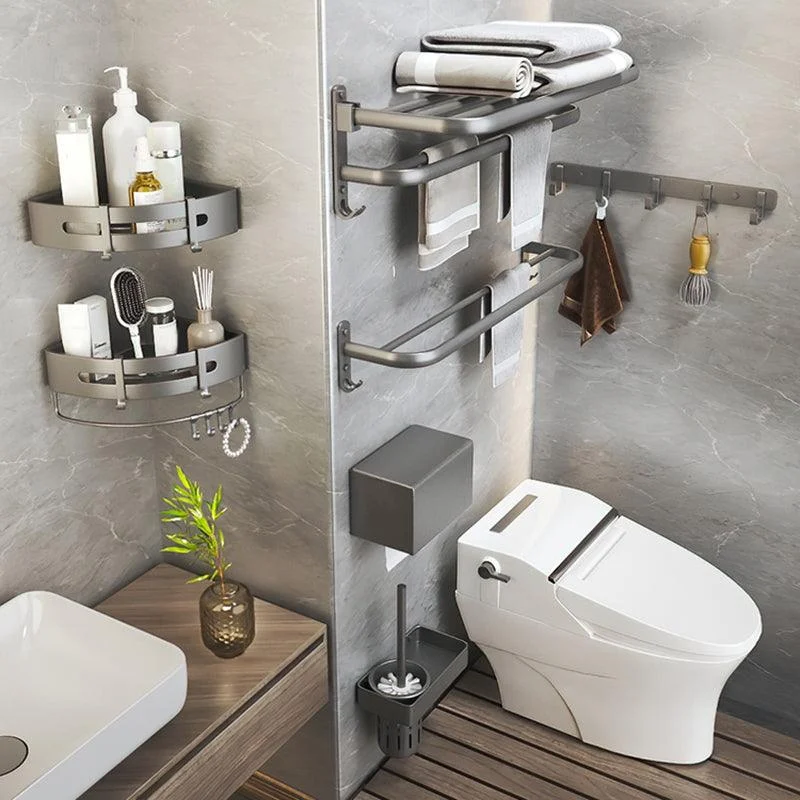 Modern Bathroom Accessories Hardware Set Grey Metal Bathroom Accessory Kit Anti-rust -Bathlova