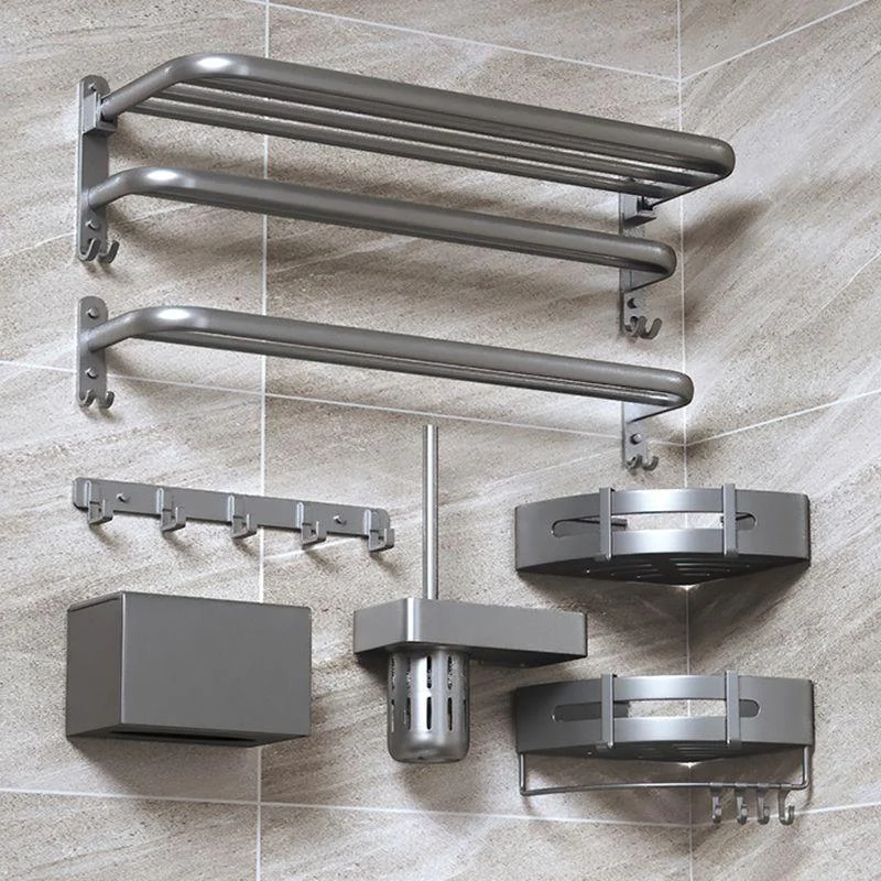 Modern Bathroom Accessories Hardware Set Grey Metal Bathroom Accessory Kit Anti-rust -Bathlova