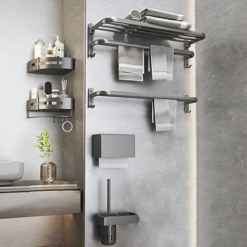 Modern Bathroom Accessories Hardware Set Grey Metal Bathroom Accessory Kit Anti-rust -Bathlova