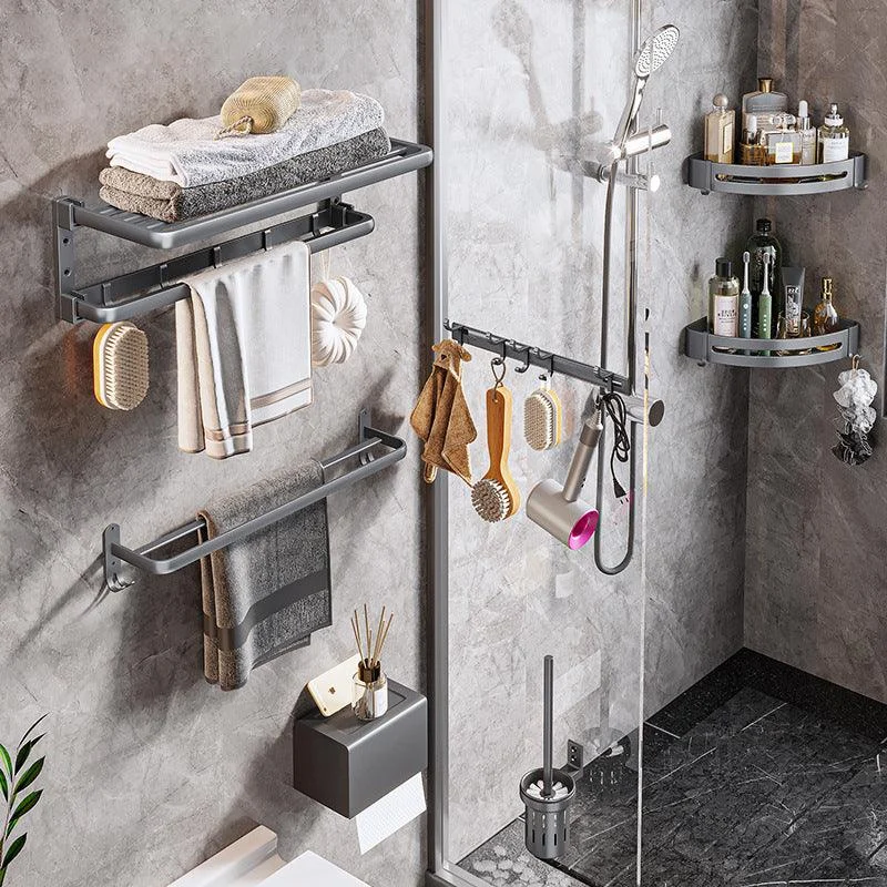 Modern Bathroom Accessories Hardware Set Grey Towel Bar Bath Shelf Bath Hardware Set -Bathlova