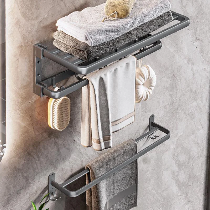 Modern Bathroom Accessories Hardware Set Grey Towel Bar Bath Shelf Bath Hardware Set -Bathlova