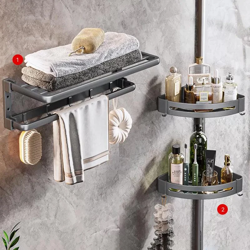 Modern Bathroom Accessories Hardware Set Grey Towel Bar Bath Shelf Bath Hardware Set -Bathlova