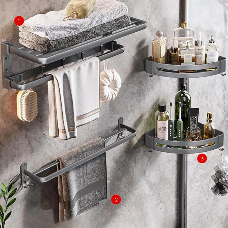 Modern Bathroom Accessories Hardware Set Grey Towel Bar Bath Shelf Bath Hardware Set -Bathlova