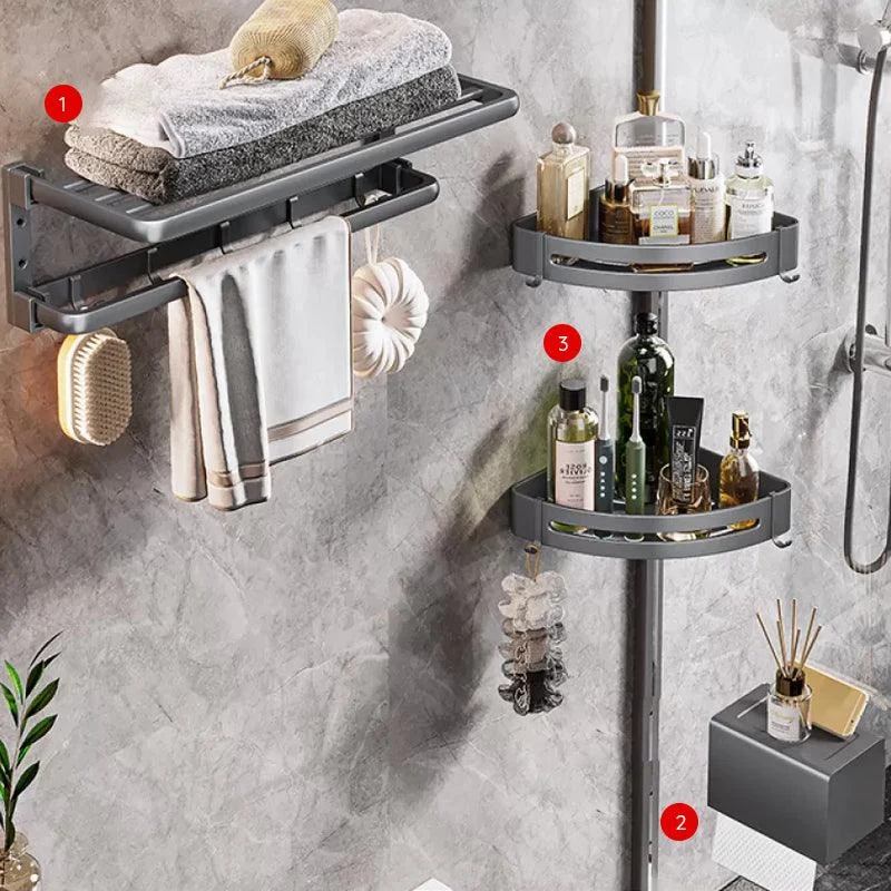 Modern Bathroom Accessories Hardware Set Grey Towel Bar Bath Shelf Bath Hardware Set -Bathlova