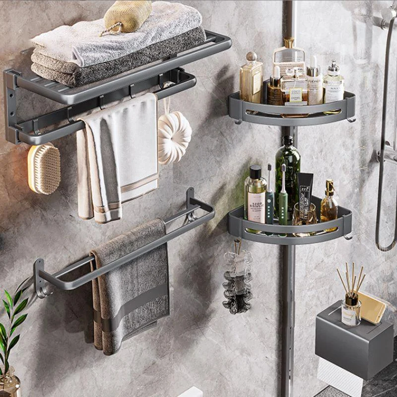 Modern Bathroom Accessories Hardware Set Grey Towel Bar Bath Shelf Bath Hardware Set -Bathlova