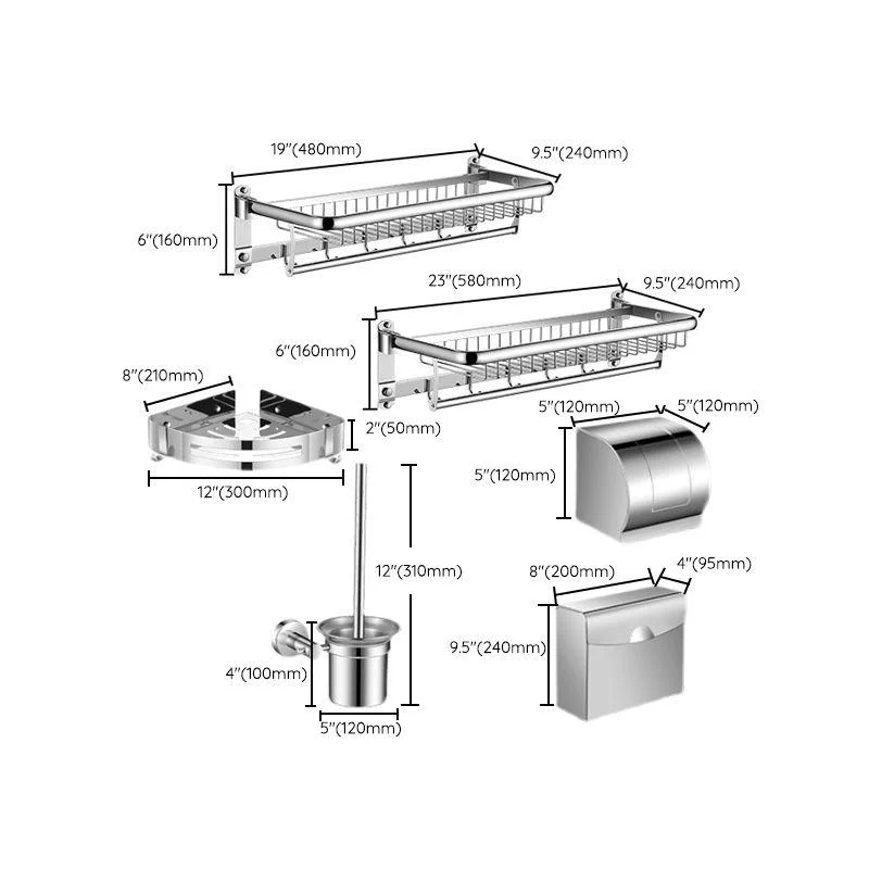 Modern Bathroom Accessories Hardware Set Silver Bathroom Hardware -Bathlova