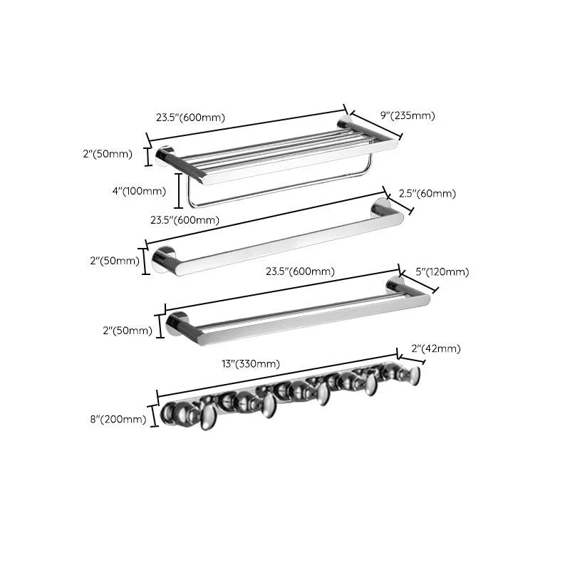 Modern Bathroom Accessories Hardware Set Silver Bathroom Hardware Set -Bathlova