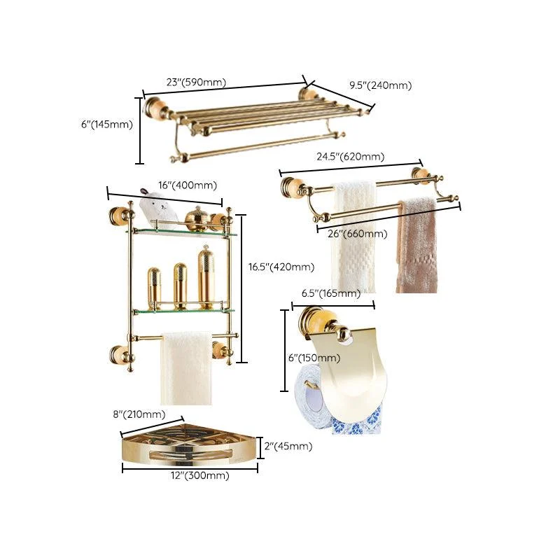 Modern Bathroom Accessory As Individual Or As a Set in Golden -Bathlova