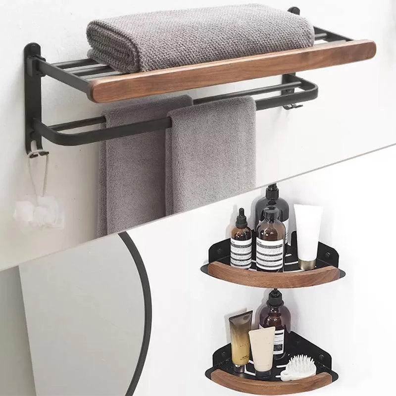 Modern Bathroom Accessory Kit Aluminum & Wood Bath Hardware Set -Bathlova