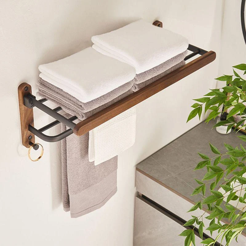 Modern Bathroom Accessory Kit Aluminum & Wood Bath Hardware Set -Bathlova