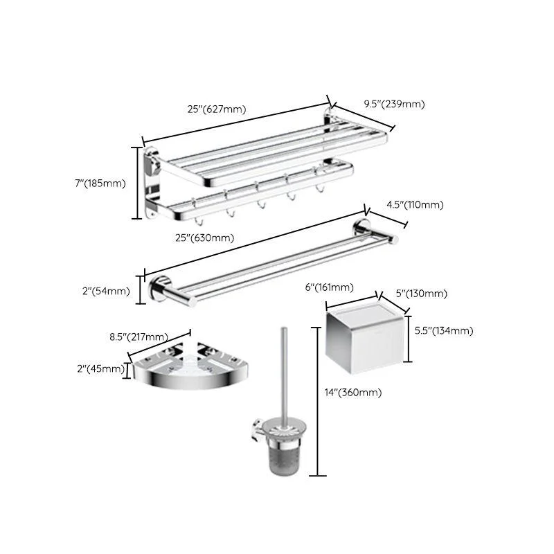 Modern Bathroom Accessory Kit Bath Shelf Stainless Towel Bar Steel Bathroom Set -Bathlova