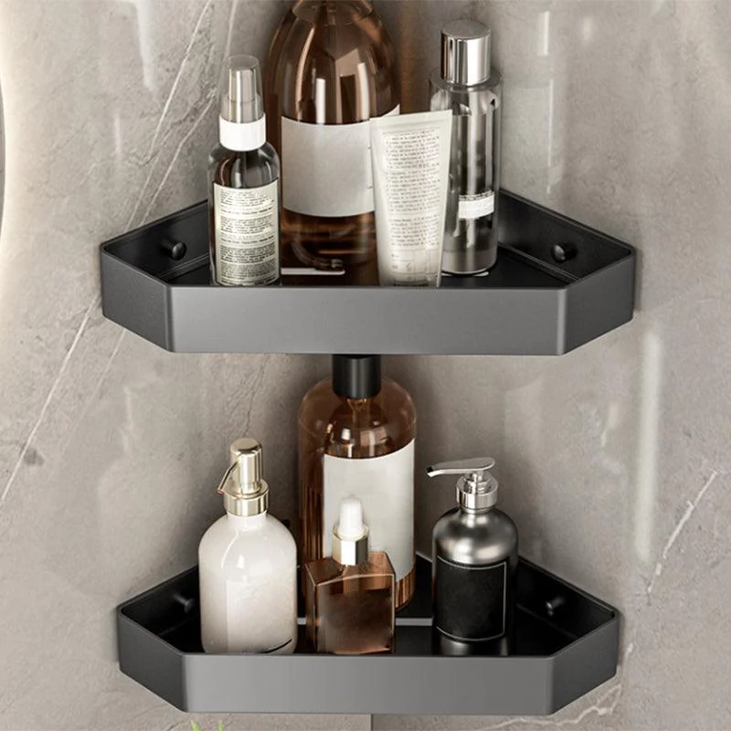 Modern Bathroom Accessory Kit Bath Shelf Towel Bar Grey Bath Hardware Set -Bathlova