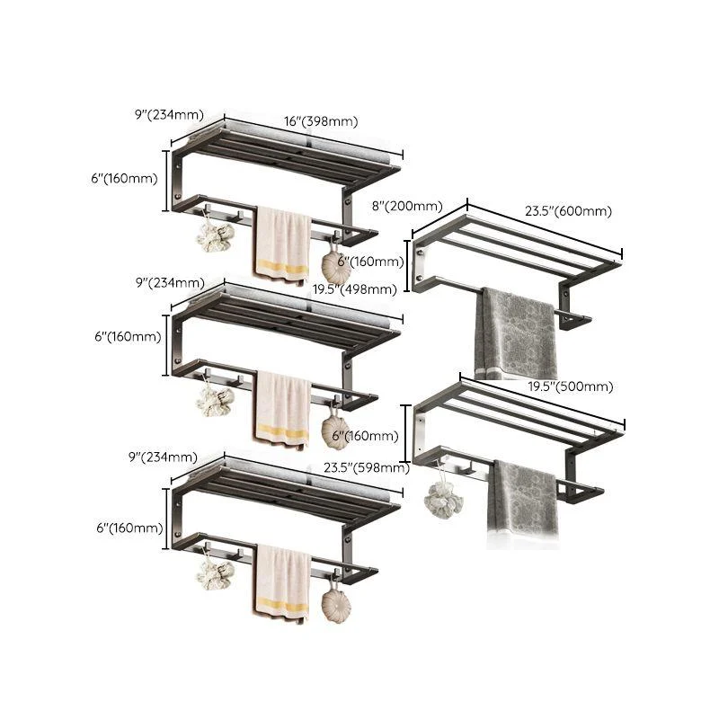 Modern Bathroom Accessory Kit Bath Shelf Towel Bar Grey Bath Hardware Set -Bathlova