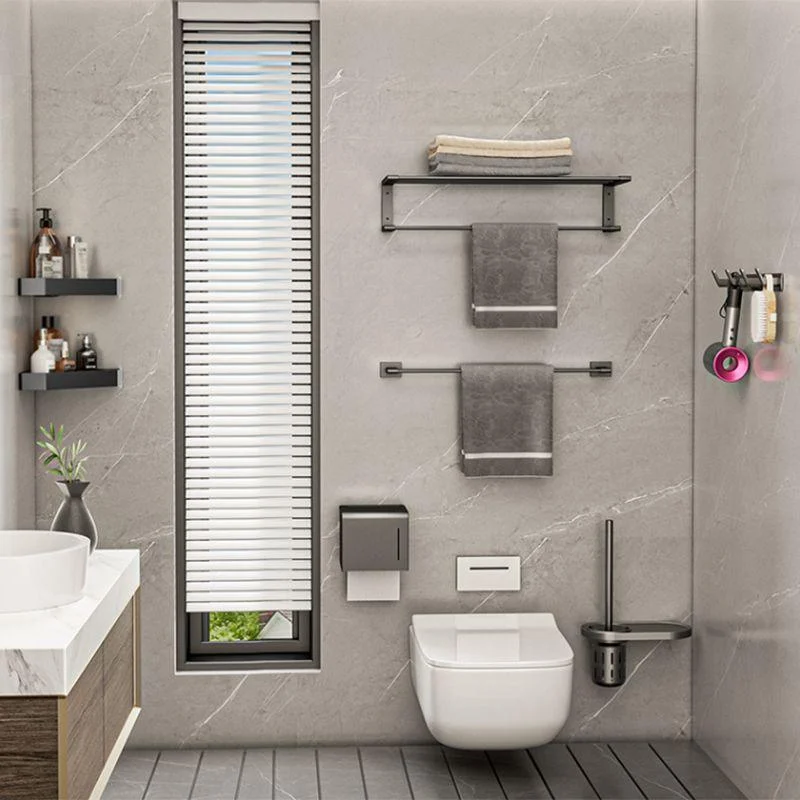 Modern Bathroom Accessory Kit Bath Shelf Towel Bar Grey Bath Hardware Set -Bathlova