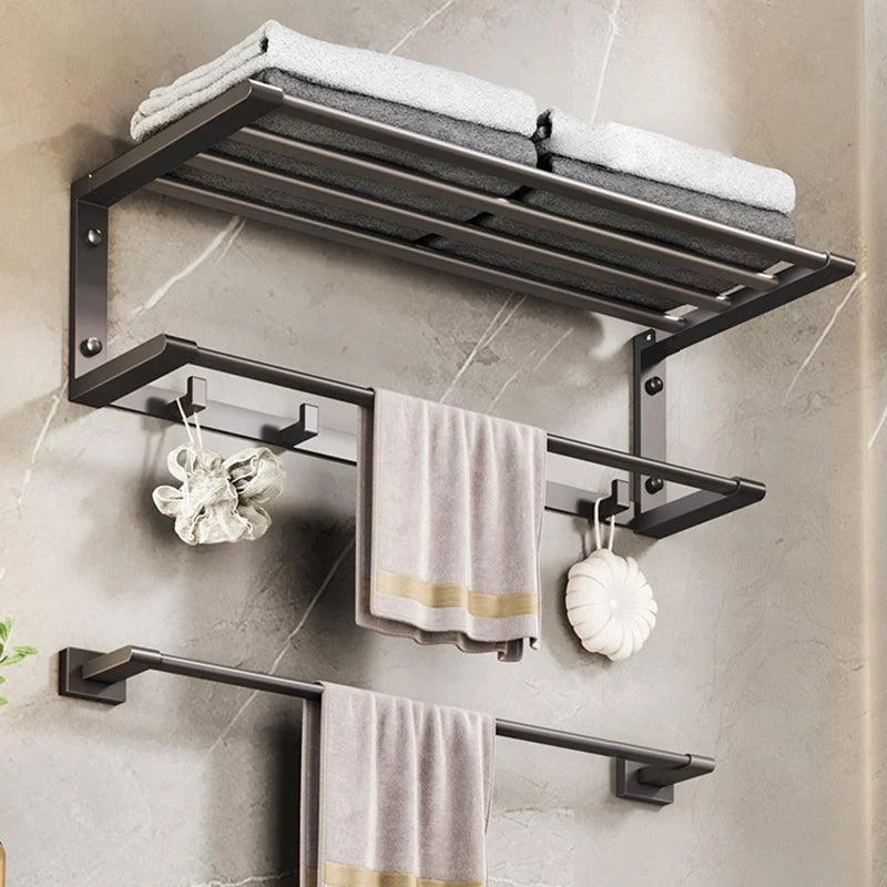 Modern Bathroom Accessory Kit Bath Shelf Towel Bar Grey Bath Hardware Set -Bathlova