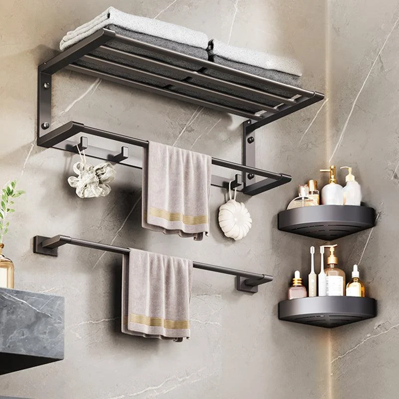 Modern Bathroom Accessory Kit Bath Shelf Towel Bar Grey Bath Hardware Set -Bathlova