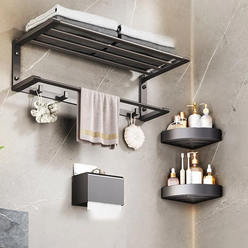 Modern Bathroom Accessory Kit Bath Shelf Towel Bar Grey Bath Hardware Set -Bathlova